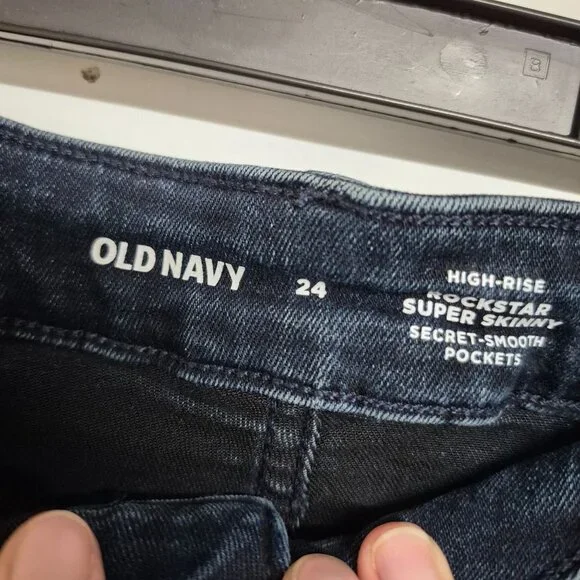 Old Navy Womens High-Rise Rockstar Super Skinny Jeans Dark Wash Size 24 - Picture 4 of 7